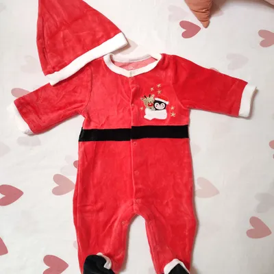 Pyjama un pièce de Noël avec bonnet - 3 mois - Très bon état - Mots d'enfants